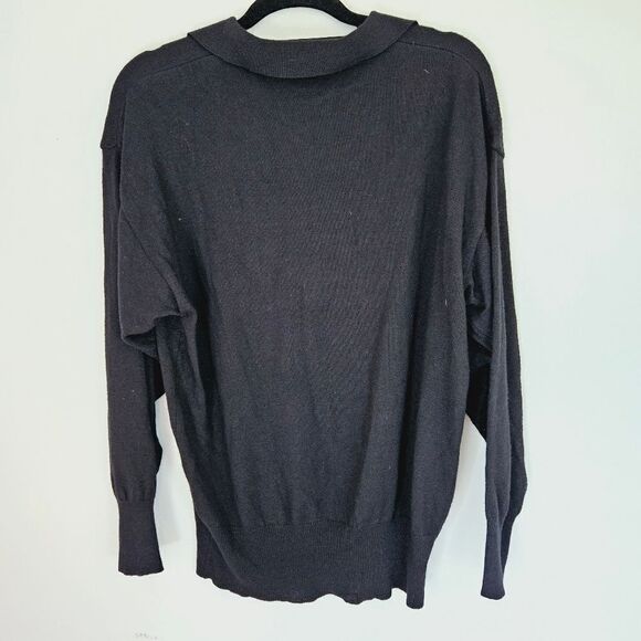 Vintage Oversized Slouchy Black Grandma/Grandpa Cozy Collared Sweater 26/28 3X - Picture 2 of 6